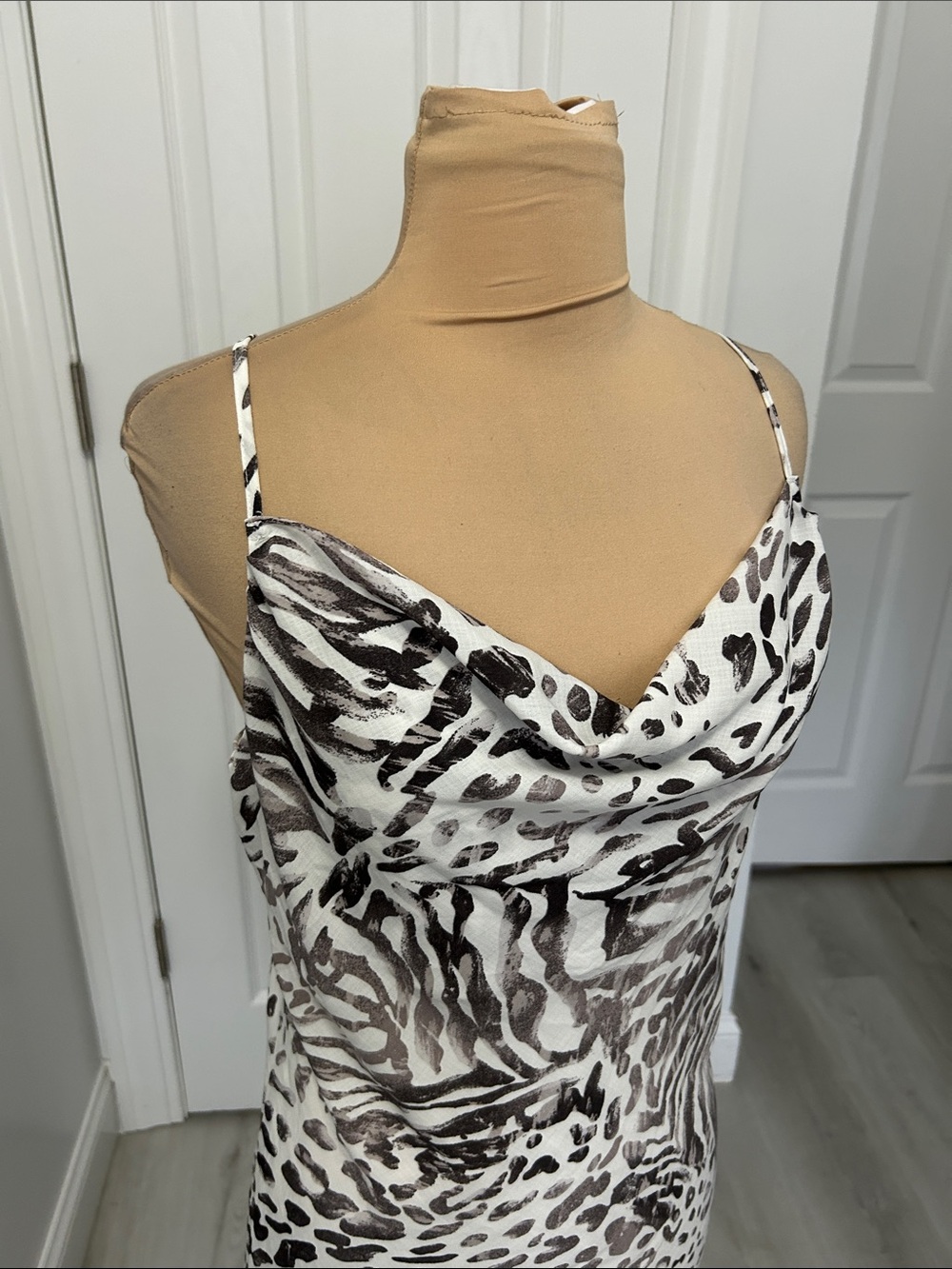 Vici Draped Neck Animal Print Slip Maxi Dress - Picture 5 of 8